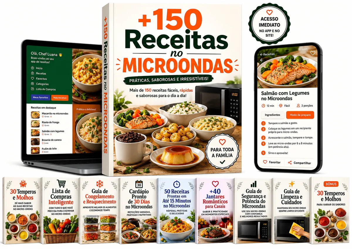 O sistema aberto no computador e no celular, com o acervo de receitas